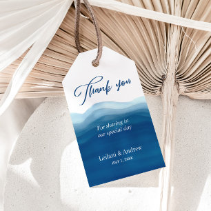 Blue Wave Watercolor Thank You   Gift Tag
