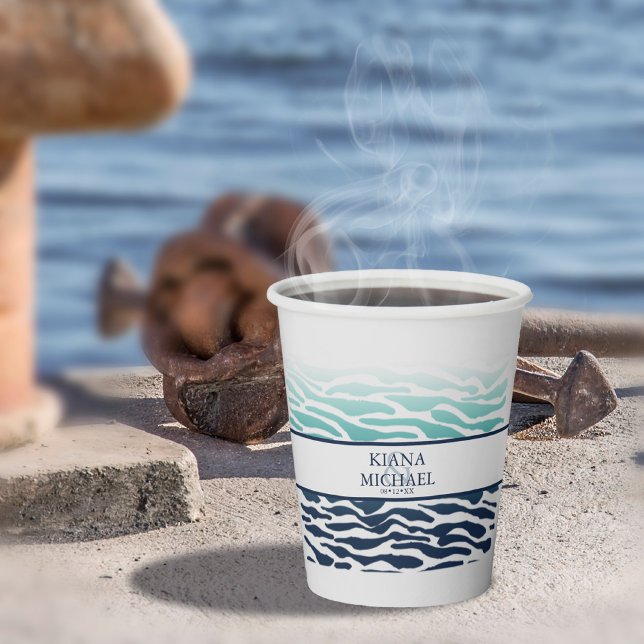 Blue Wave Wedding ID836 Paper Cups (Creator Uploaded)