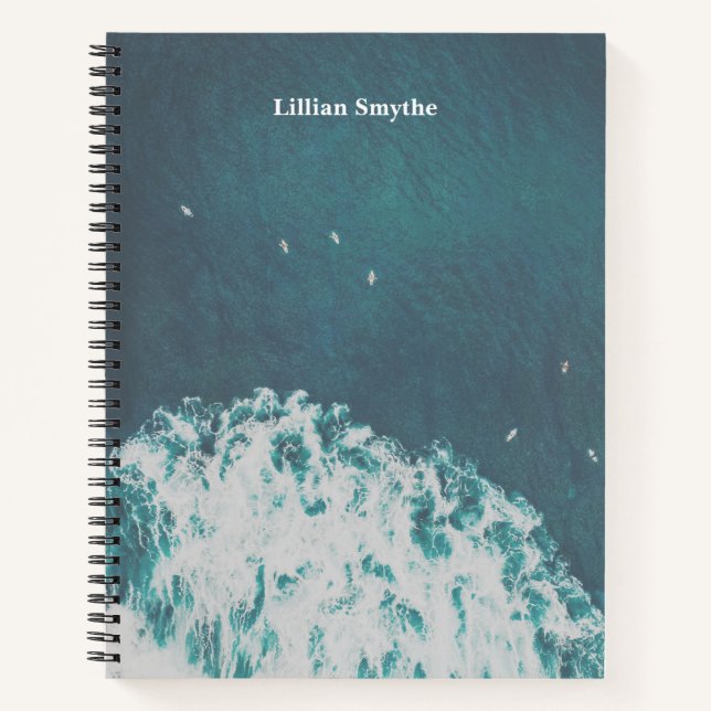 Blue Waves Aerial Beach Photography Customised Notebook (Front)