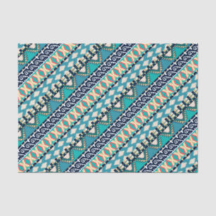 Blue Waves Boho Earth Tones Tribal Pattern Tissue Paper