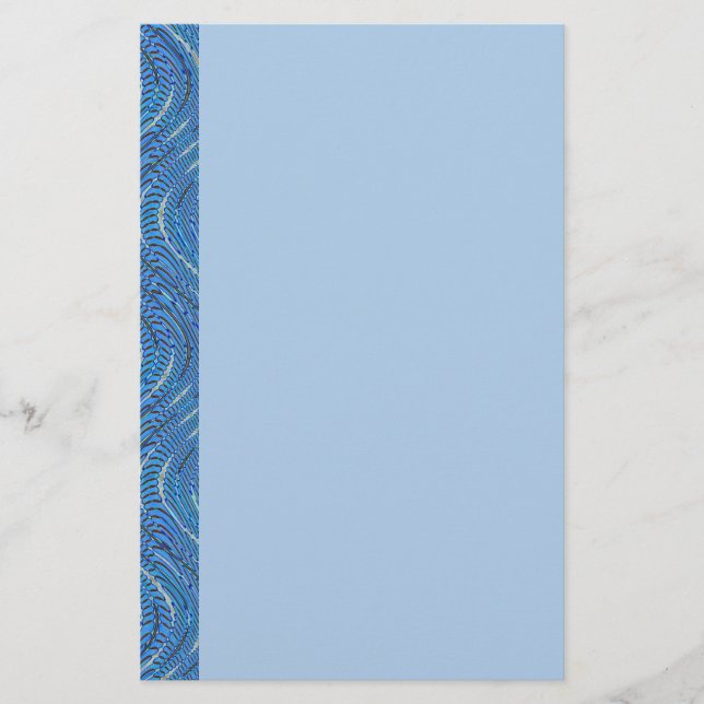 blue waves border stationery (Front)