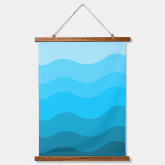 Blue waves gradient  hanging tapestry