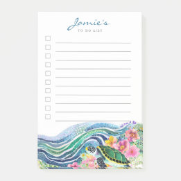 Blue Waves & Happy Turtle Custom Post-It Notes