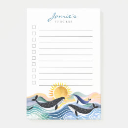 Blue Waves & Happy Whales Custom Post-It Notes
