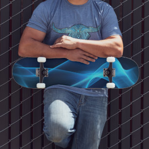 Blue waves in glowing light skateboard