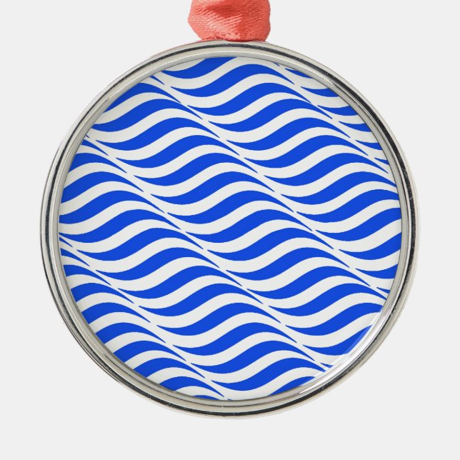 Blue Waves Metal Tree Decoration (Front)