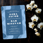 Blue Waves Modern Abstract Custom Bar Mitzvah Invitation<br><div class="desc">Perfect card to announce a bat mitzvah, bar mitzvah or other Jewish celebration! Hand made art for you. FULLY CUSTOMIZABLE! Click on “Personalise” above to edit the text. Click "edit using design tool" to adjust the fonts, colours and placements and to delete the back side design if you prefer (I...</div>
