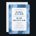 Blue Waves Modern Abstract Custom Bar Mitzvah Invitation<br><div class="desc">Perfect card to announce a bat mitzvah, bar mitzvah or other Jewish celebration! Hand made art for you. FULLY CUSTOMIZABLE! Click on “Personalise” above to edit the text. Click "edit using design tool" to adjust the fonts, colours and placements and to delete the back side design if you prefer (I...</div>