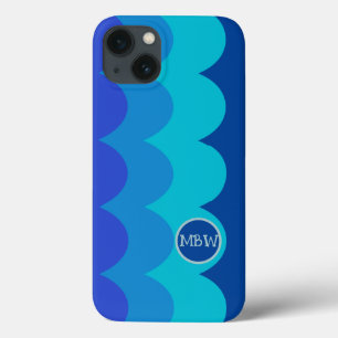 Blue Waves Monogram iPhone Case