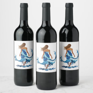 Blue Waves Ocean Girl Wine Label