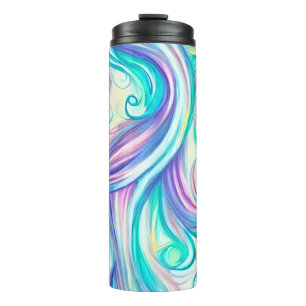 Blue Waves Twirls and Swirls Pattern Thermal Tumbler
