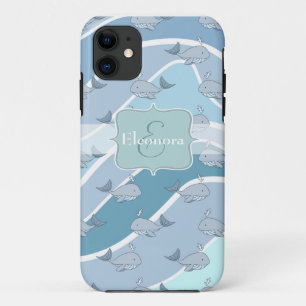 Blue Waves, Whale Seamless Pattern Case-Mate iPhone Case