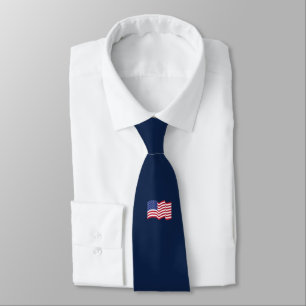 Blue Waving American Flag Tie