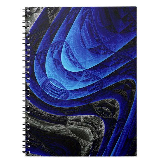 Blue wavy abstract, digital art background. notebook (Front)