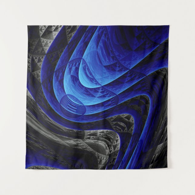 Blue wavy abstract, digital art background. tapestry (Front)