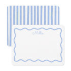 Blue Wavy Border Personalised Note Card
