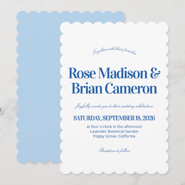 Blue Wavy Cabana Wedding Invitations (Front/Back)