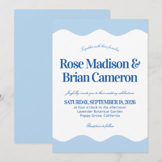 Blue Wavy Cabana Wedding Invitations