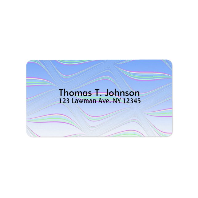 Blue Wavy Fractal Art Label (Front)