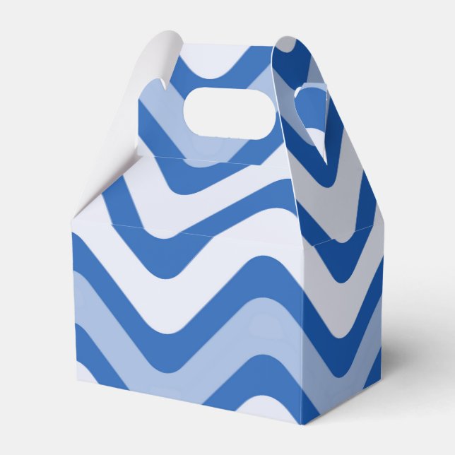 Blue Wavy Lines Pattern Favour Box (Front Side)