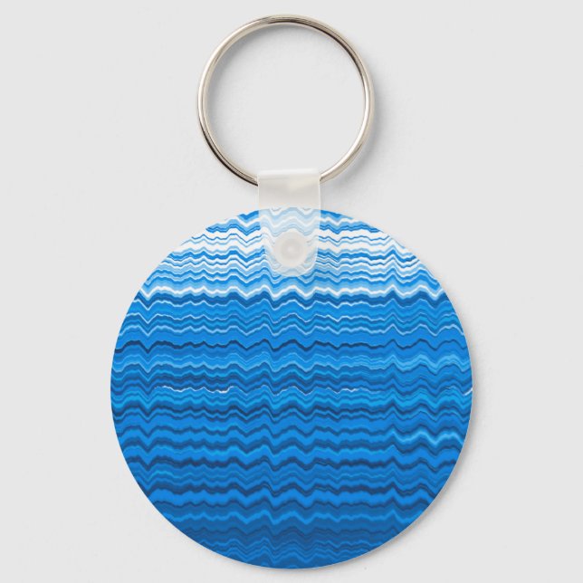 Blue wavy lines pattern key ring (Front)