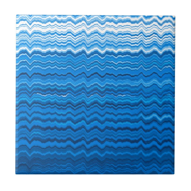 Blue wavy lines pattern tile (Front)