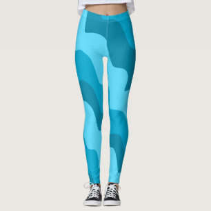Blue wavy ocean waves gradient leggings
