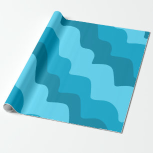 Blue wavy ocean waves gradient  wrapping paper