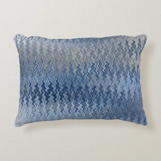 Blue Wavy Pattern Decorative Cushion (Front)