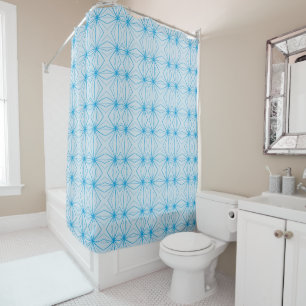 Blue Wavy Pattern Shower Curtain