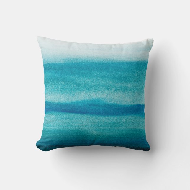 Blue Wavy Pattern Throw Pillow (Front)