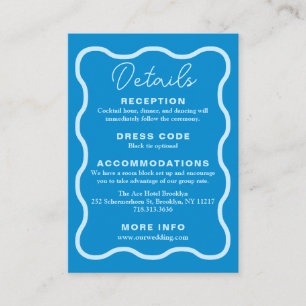 Blue Wavy Retro Wedding Enclosure Card