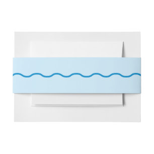Blue Wavy Retro Wedding Invitation Belly Band