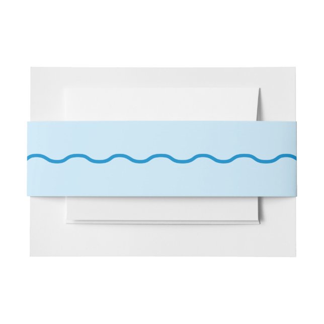 Blue Wavy Retro Wedding Invitation Belly Band (Front Example)