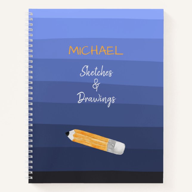 Blue Wavy Shades Personalised Text Notebook (Front)