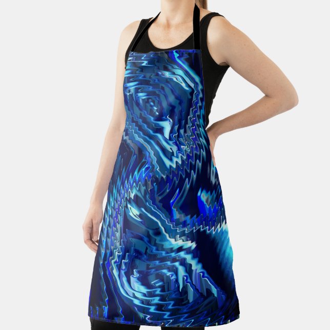 Blue wavy star with zig zag strokes apron (Insitu)