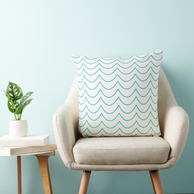 Blue Wavy Stripes  Cushion (Chair)