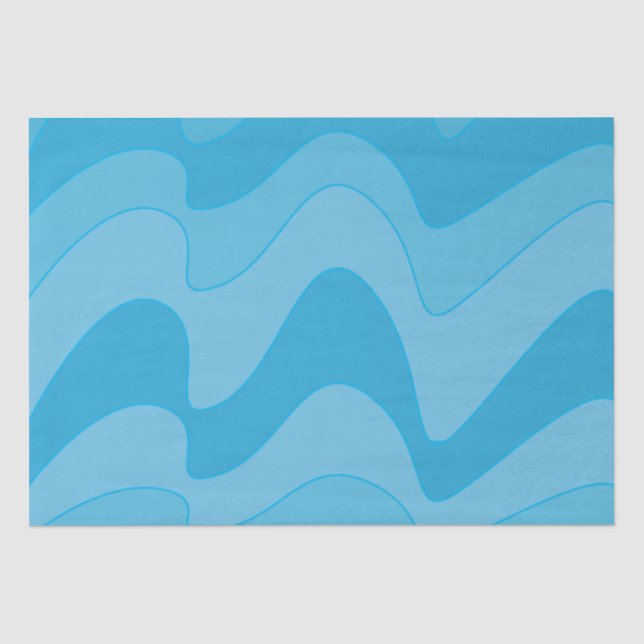 Blue Wavy Stripes  Tissue Paper (Front)