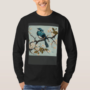 Blue waxbill Bird in Japanese white Cherry Blossom T-Shirt