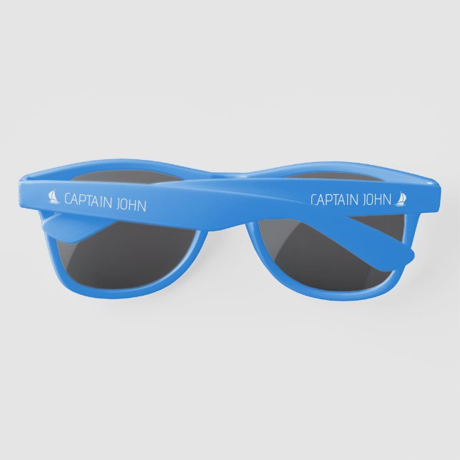 Blue Wayfarer sunglasses for sailor boat captain (Back)