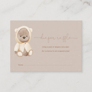 Blue We Can Bearly Wait Teddy Bear Diaper Raffle Enclosure Card