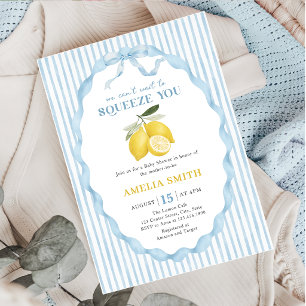 Blue We can't wait to Squeeze You Baby Shower Invitation