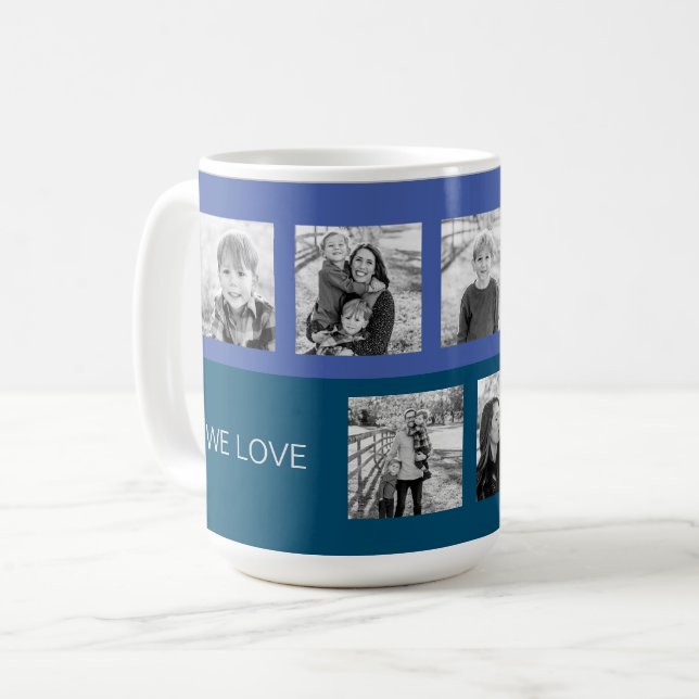 Blue We Love You Grandpa Six Photo Mug (Front Left)