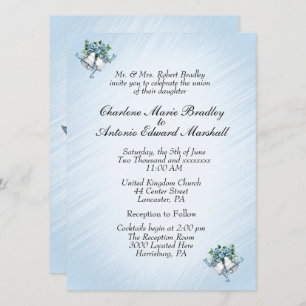 Blue Wedding Bells Invitation