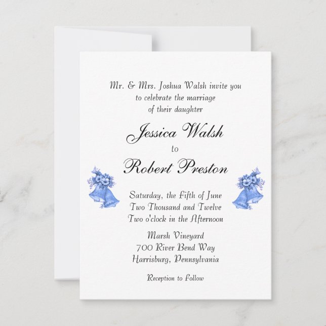 Blue Wedding Bells Invitation (Front)