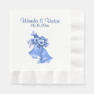 Blue Wedding Bells Personalised Napkin
