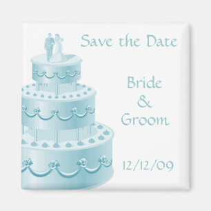 Blue Wedding Cake Save the Date Magnets