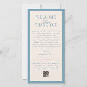 Blue Wedding Ceremony or Reception Welcome Thank You Card