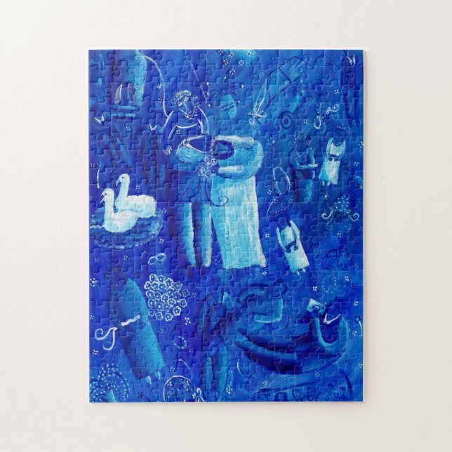 Blue Wedding Contemporary Art Painting Jigsaw Puzzle (Vertical)