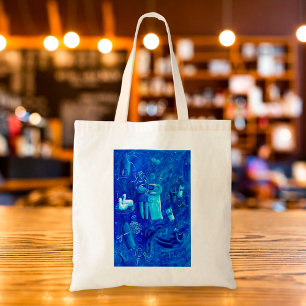 Blue Wedding Contemporary Art Painting Tote Bag